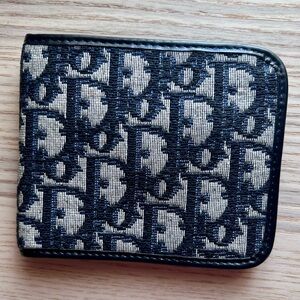 Vintage Christian Dior Trotter Bifold Wallet Navy Blue